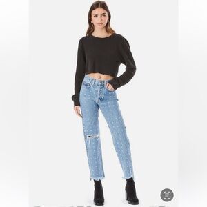 Carmar Black Top and Blue Distressed Jeans